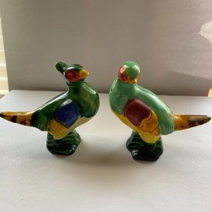 Vintage Green Pheasant Bird Salt and Pepper Shaker Set